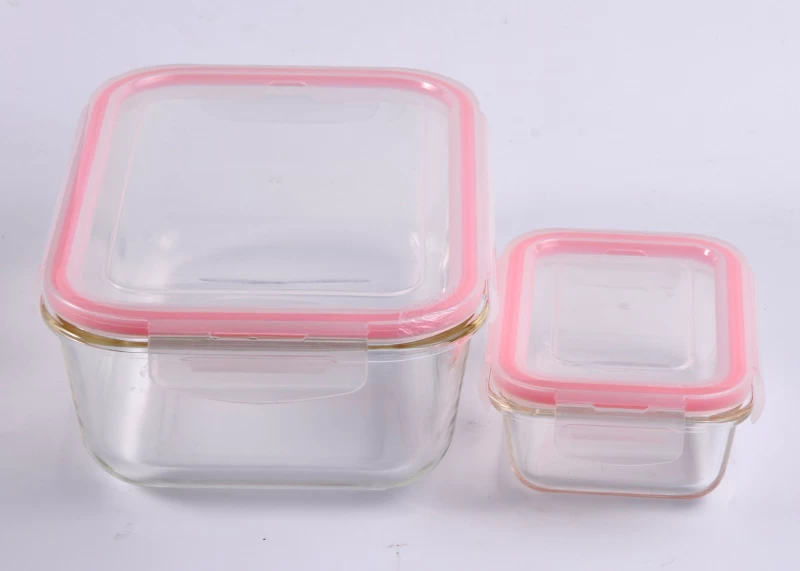 695ml Square Sealed Cover Glass Food Container Oven Glass Bowl