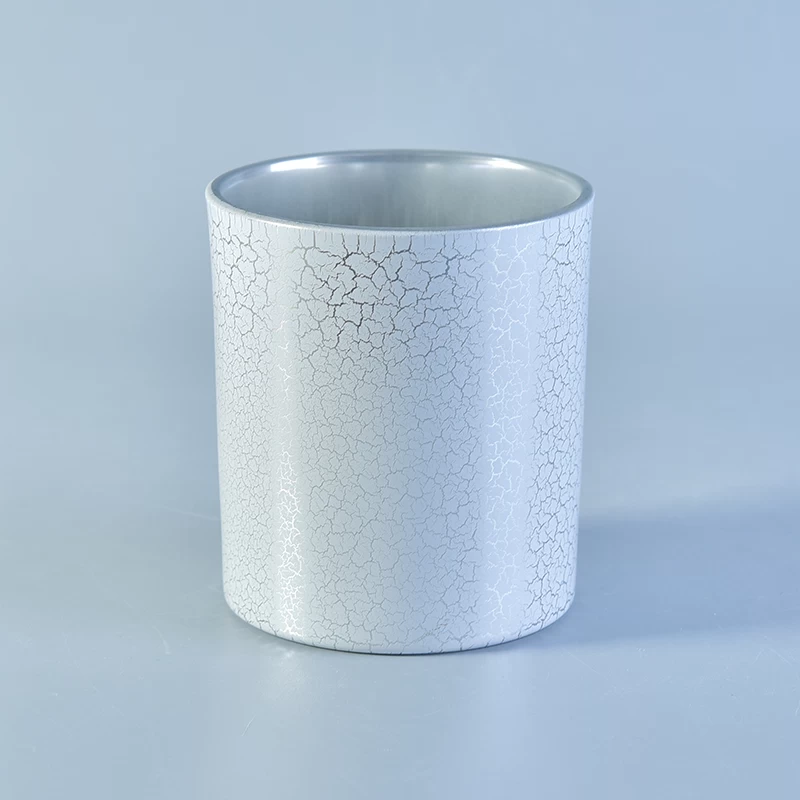 300ml white ice crack cylinder glass candle holder