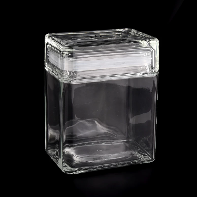 large rectangle glass jar with lid candles 