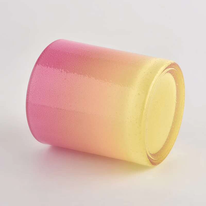 Luxury 8oz 10oz gradient pink color glass candle holder wholesale