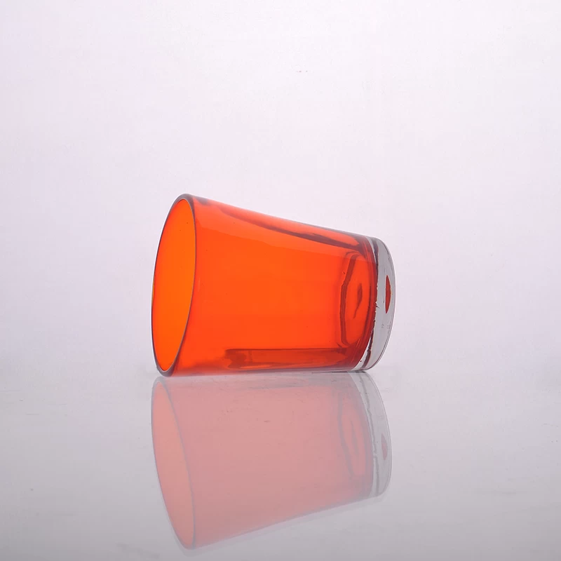 Red cased glass candle holder for home decoration