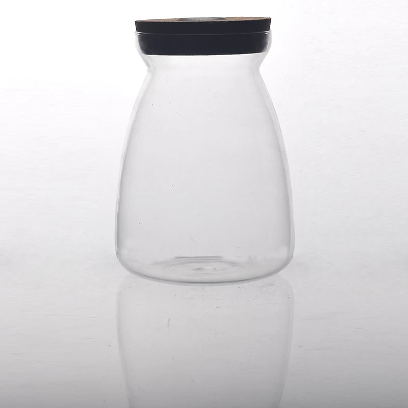 Borosilicated glass jar glass conister with wood lid