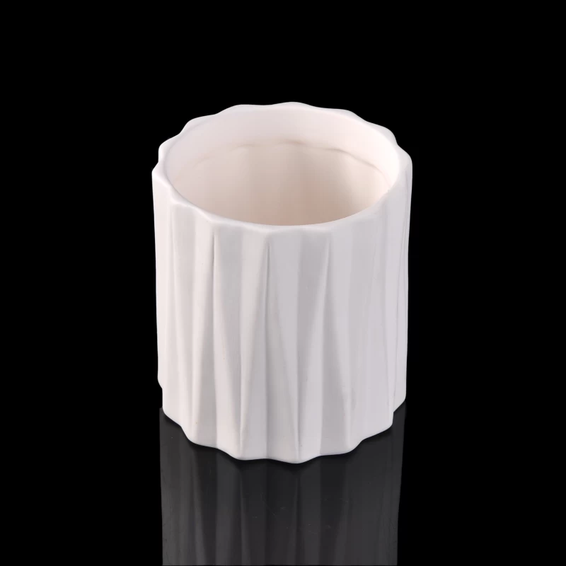 Natural white stripe ceramic candles jar