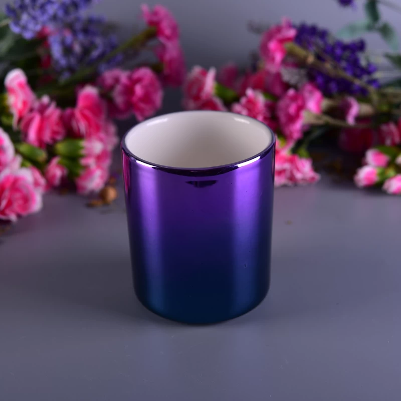 Luxury gradient electroplating color candle holder for ceramic candle vessels