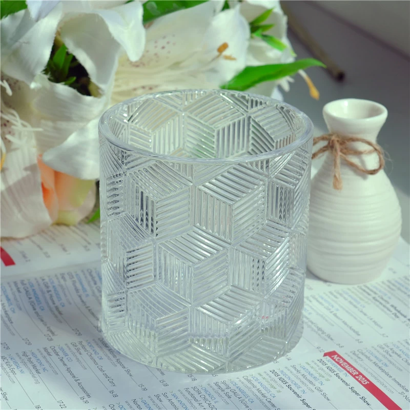Hot sale glass candle jar with lid for home decoration wedding decoration
