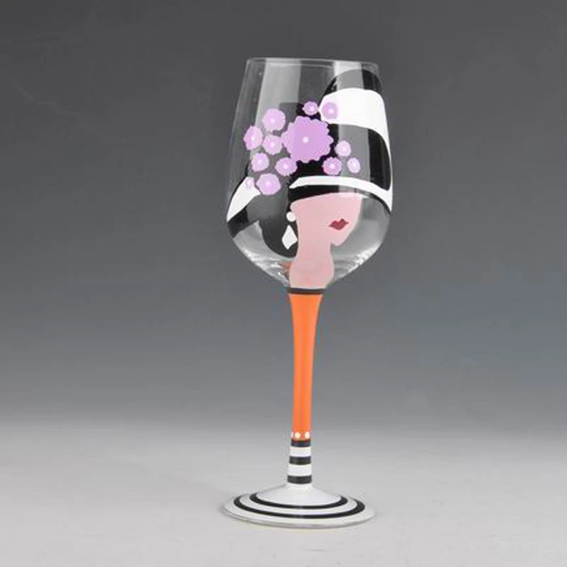Promotional Colorful Martini Stemware Hand Painted Wine Glass Cup