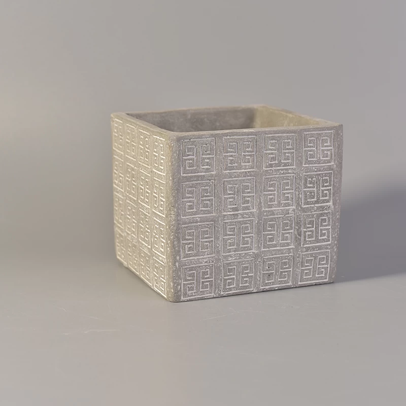 Popular home decoration square concrete candle holders