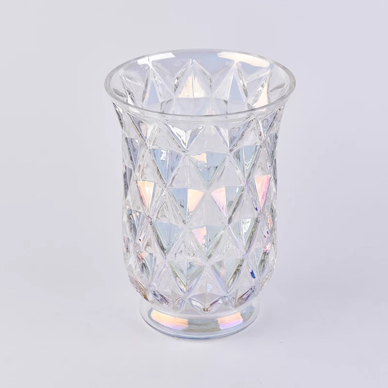 iridescence diamond glass candle jar