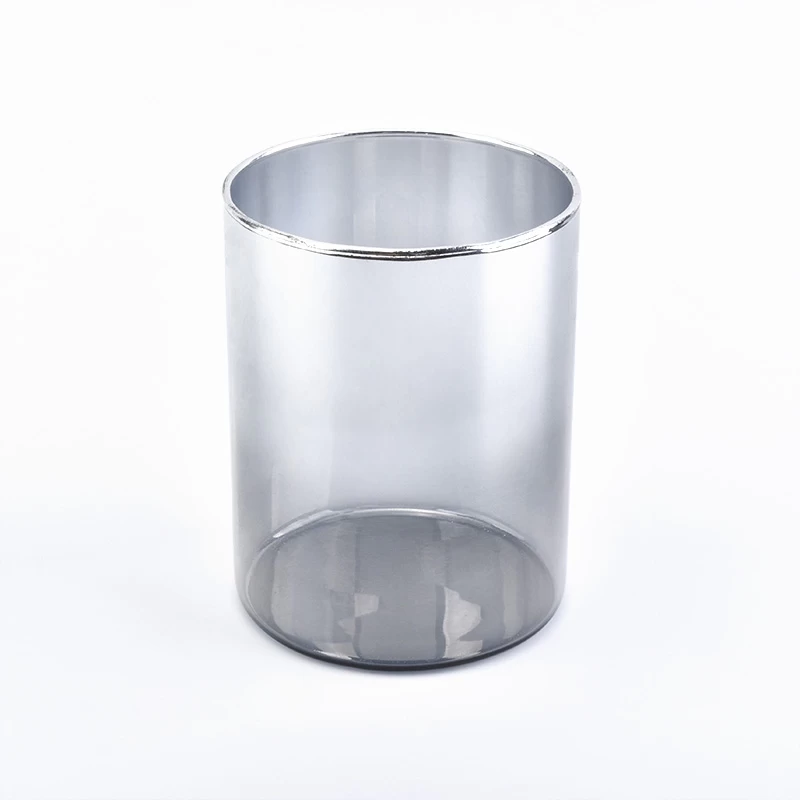 glossy charcoal ion plating glass candle holder