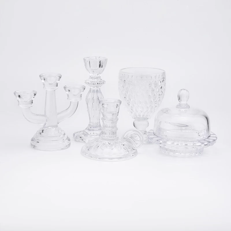 Glass Stemware Footed Glass Candle Hoders from Home Decoration