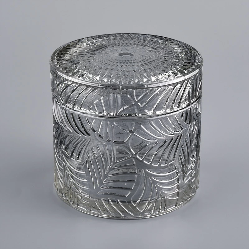 Ion Plating Embossed Candle Jar With Lid