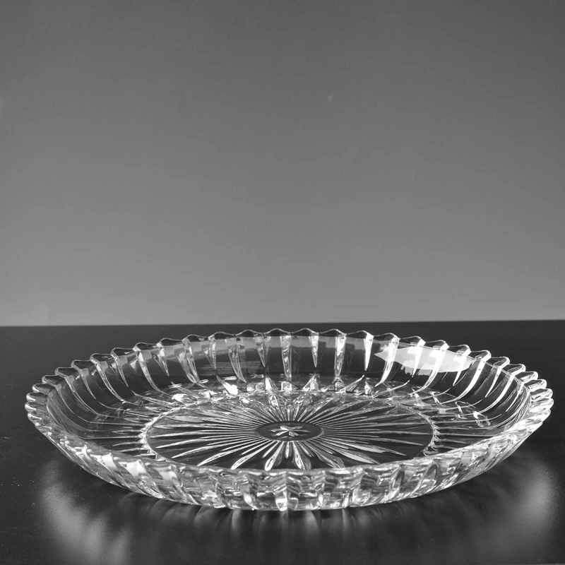 Round Stripe High White Glass Plate
