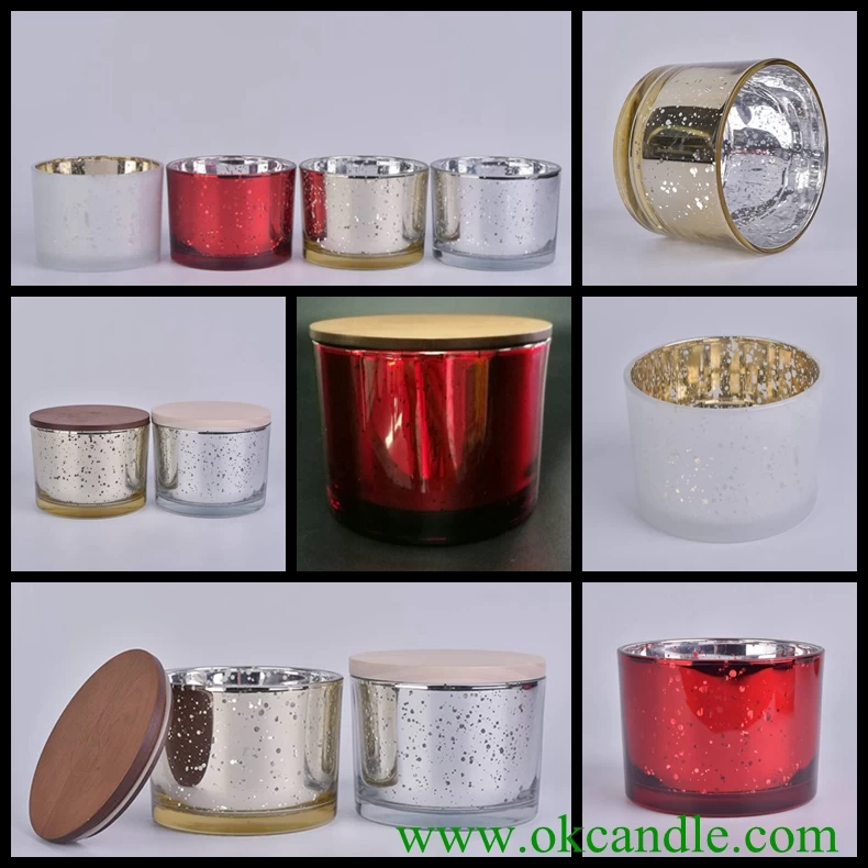 3 wich glass candle holders with lids