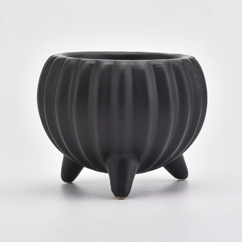 Embossed Black Candle Ceramic holder Wholesale