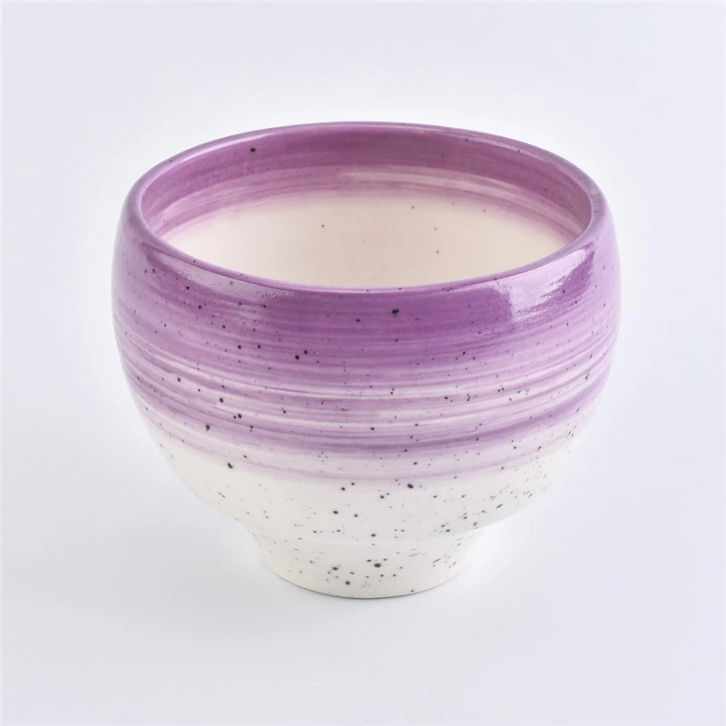 Popular round shape colorful ceramic candle jar 