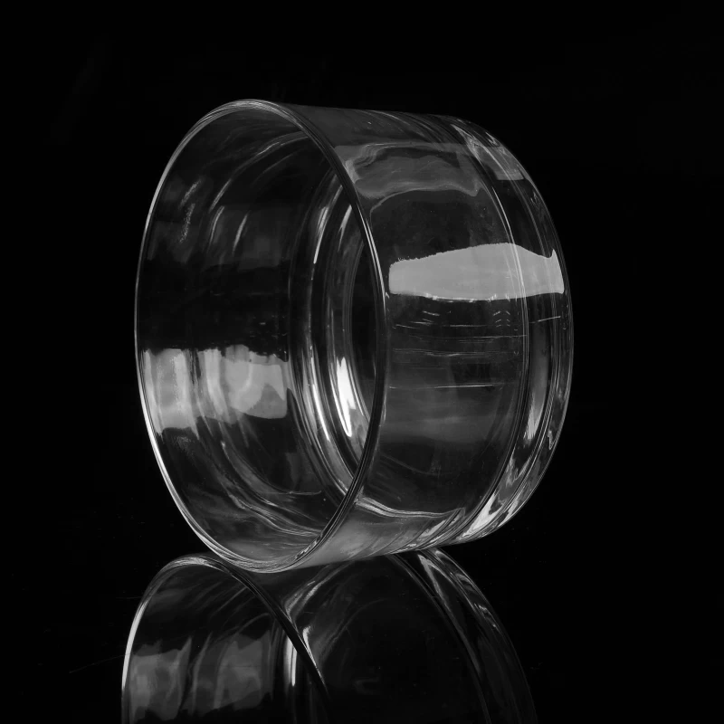 Round clear cylinder glass candle jar