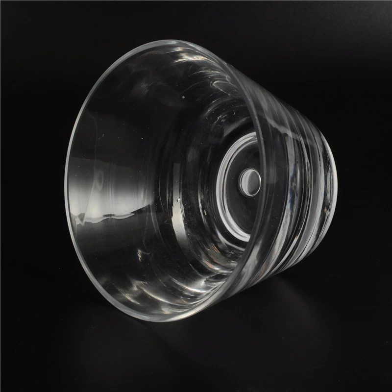 Transparent cut glass candle bowl