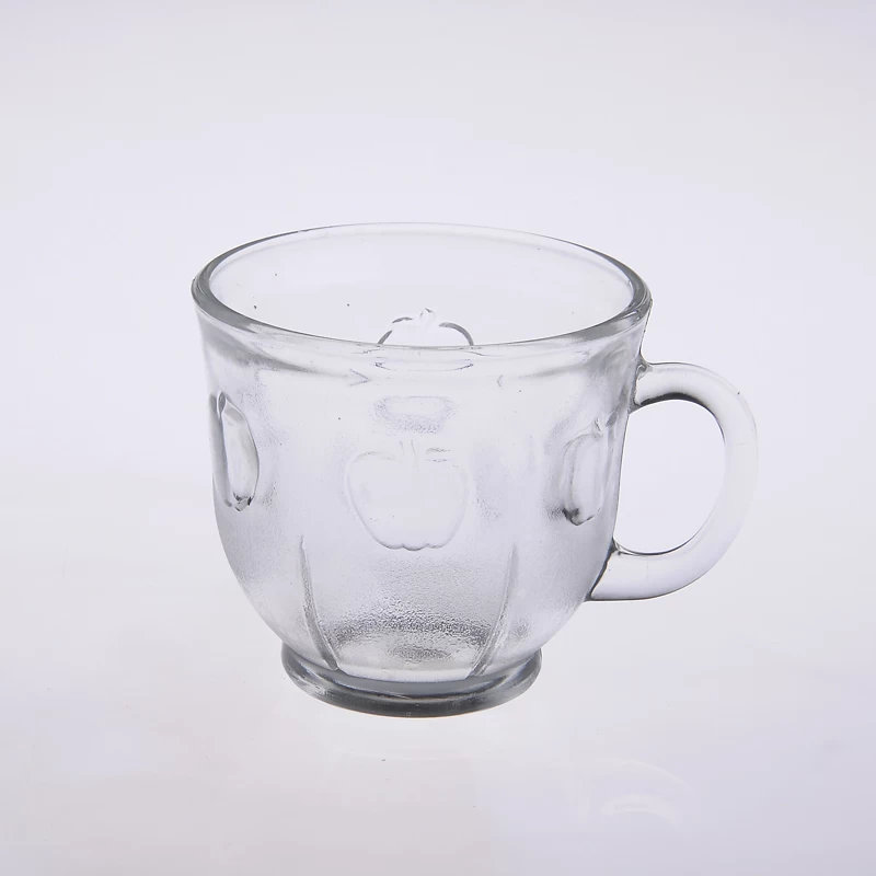 Clear round apple beer glass mug cup with handle