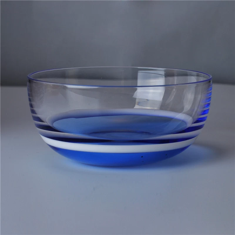 Blue color mixture with clear and white glass candle holder