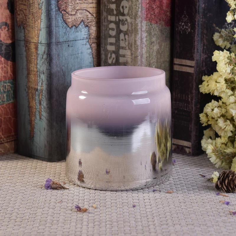 popular glass candle jar with electroplating effect