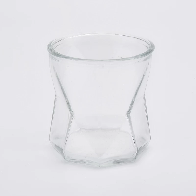 Waisted Glass Candle Holder Crystal Clear Glass Candle Jar Home Decor