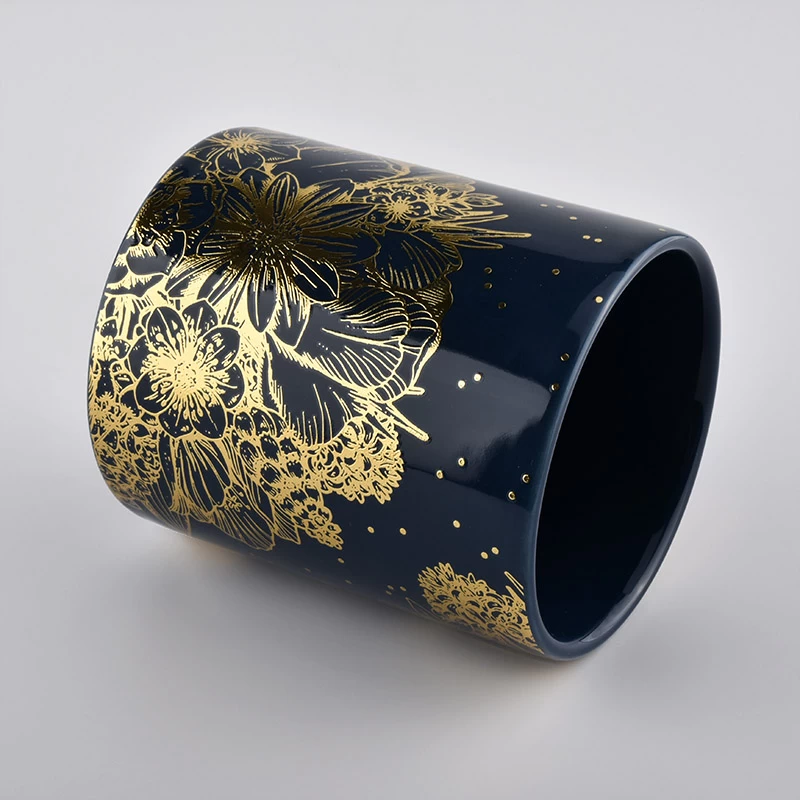 400ml luxury customized logo black ceramic candle vessel holders 