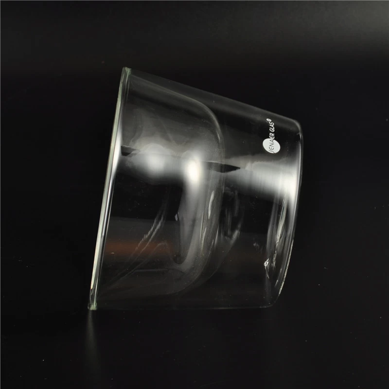 Mouth blown borosilicate glass double wall glass cup