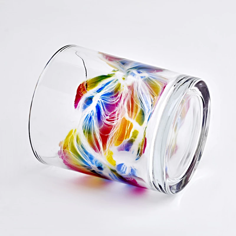 13oz 14oz glass spraying color candle jar for home decor wholesale