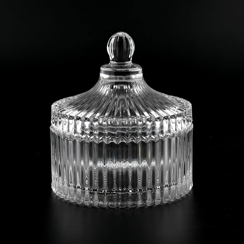 Luxury 10oz clear glass candle vessel with lids supplier