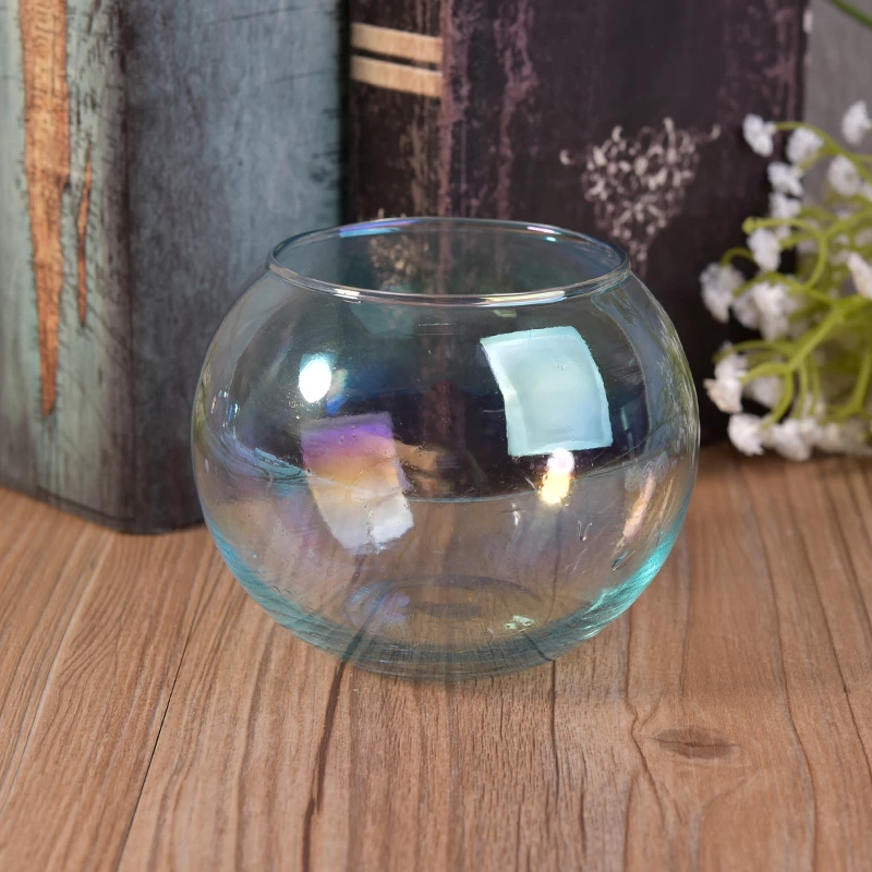 New arrival home decoration ion plating ball shape glass candle jars holders