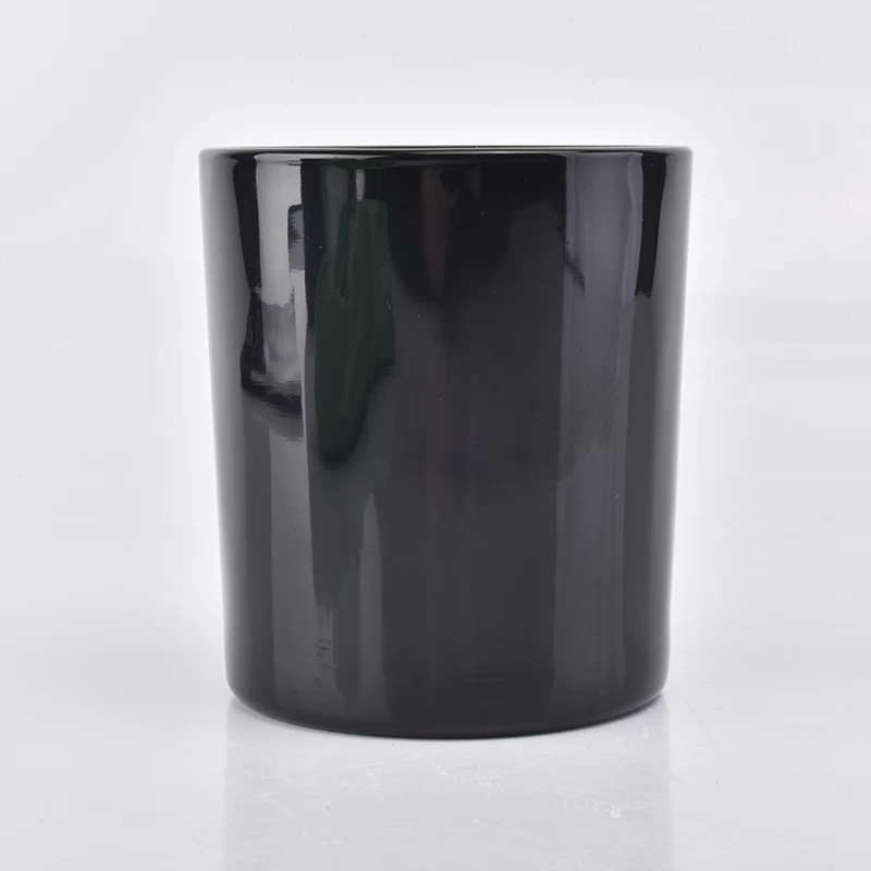 8oz 10oz 12oz Glossy Black Glass Candle Holders