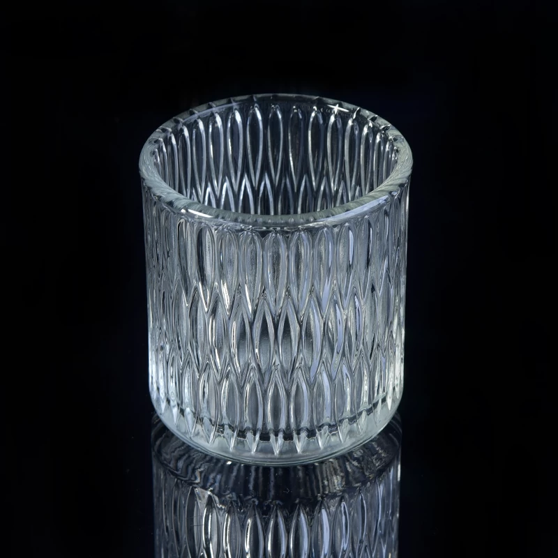 Popular faceted design clear glass cylinder jar for scent candle for decoration