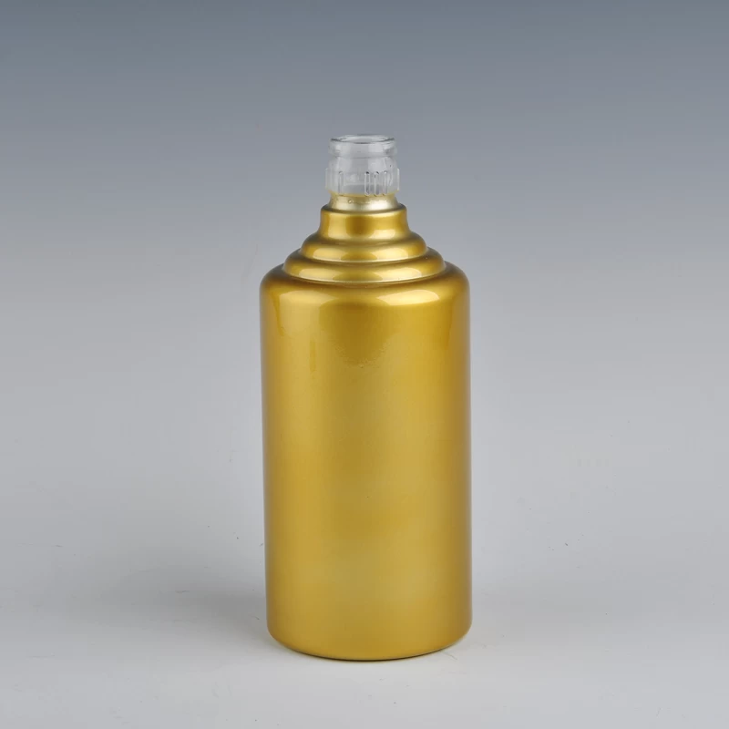 glass wine bottle with golden color