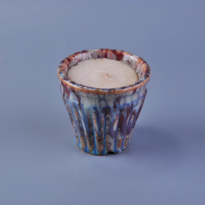 Votive Ceramic Candle Candle With Mixing Pigment Pattern