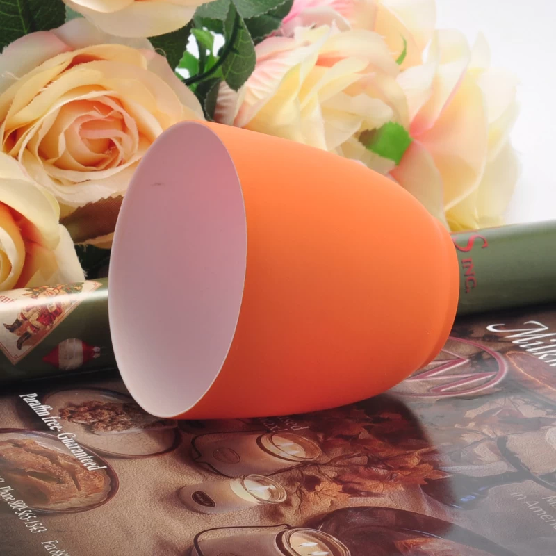 Orange color ceramic candle holder with thinner wall