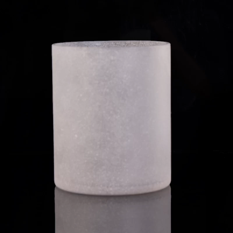 Cylinder Straight Walled Vertical Sandblasted Glass Candle Holders