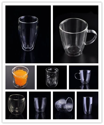 Food Grade Borosilicate Double Wall Glass Cups For Coffee Tea Juice