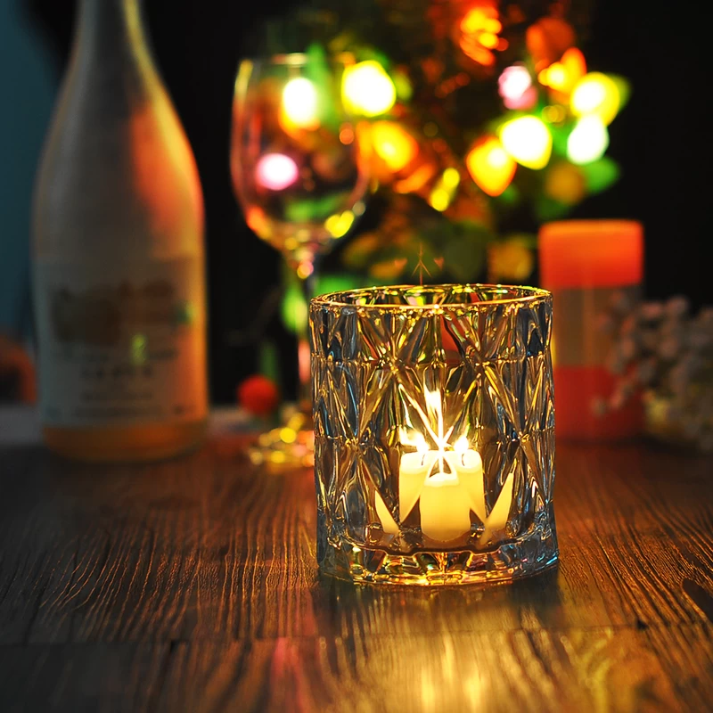 Wholesale beautiful lead free clear glass candle holder 