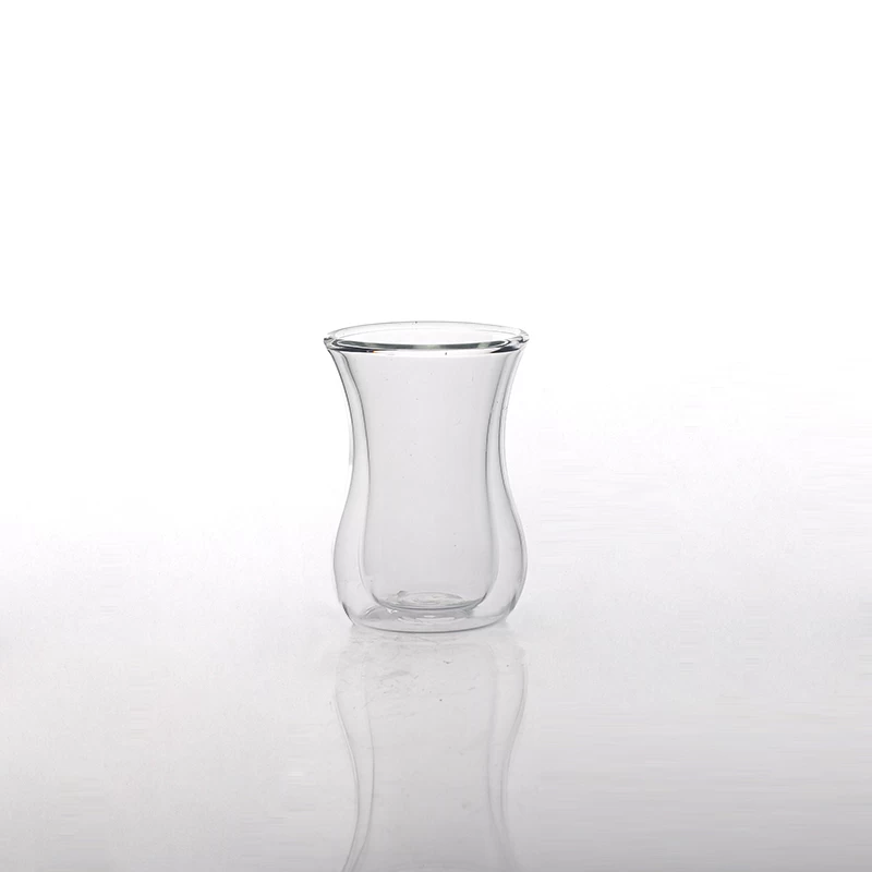 Hot double wall glass tea cup