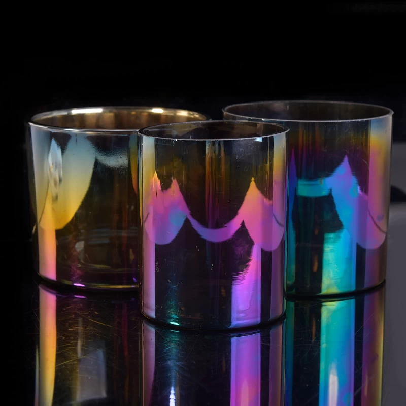 shiny color glass candle container