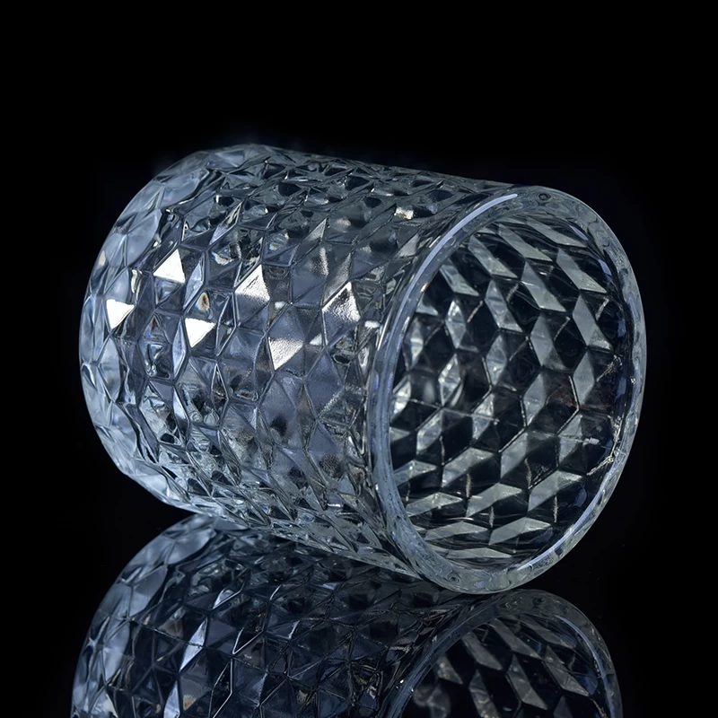 Wholesale Diamond Pattern Glass Candle Holders 