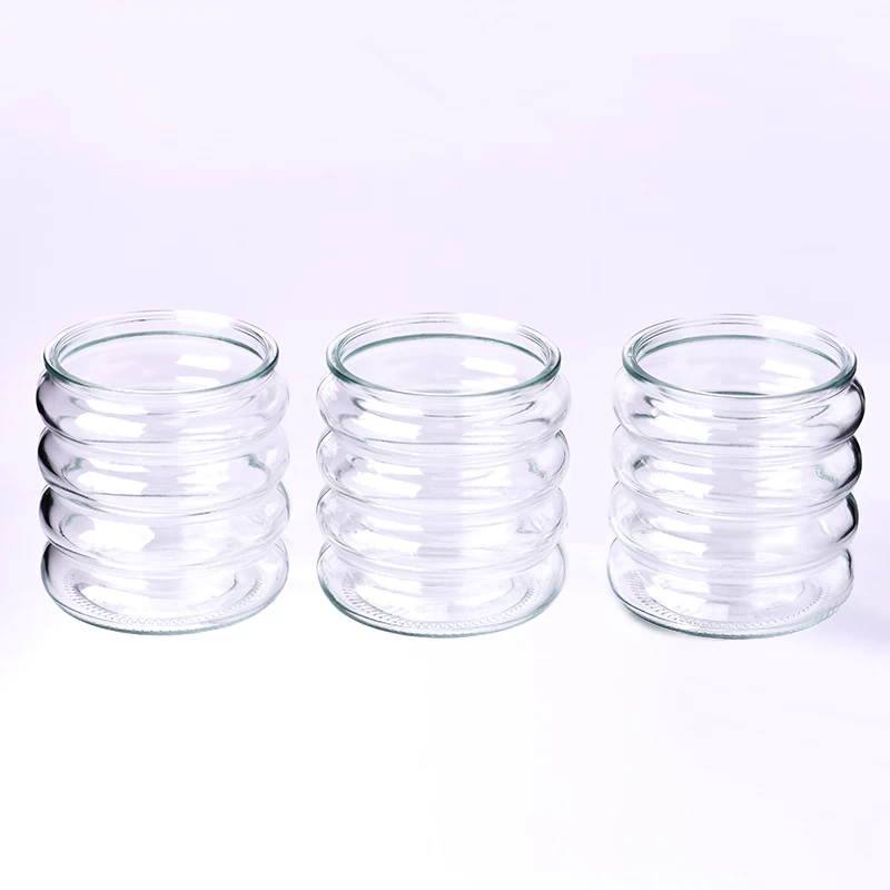 Wholesale unique design glass candle jar clear glass candle holder  for home deco