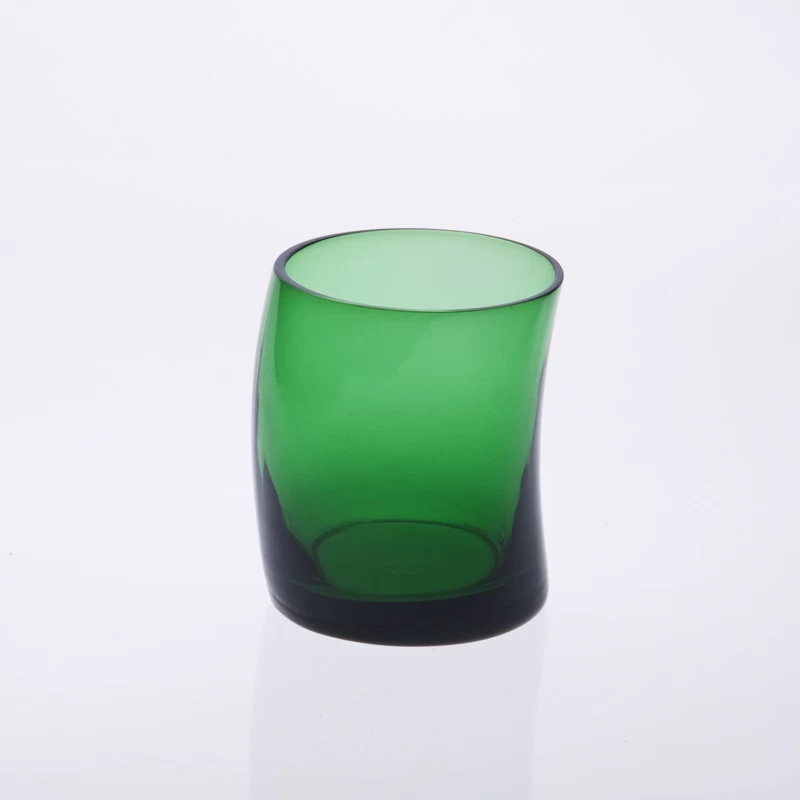 Curved colored glass cup