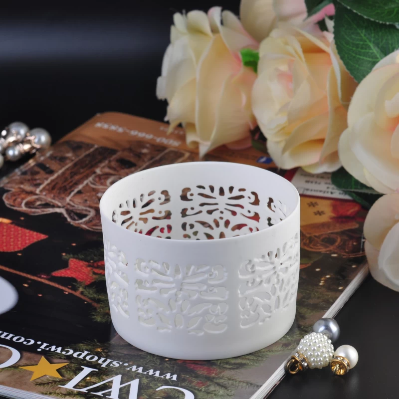 New white ceramic votive holder candle jars