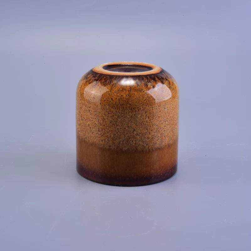 Copper glazed ceramic candle making jar with 380ml for wholesale