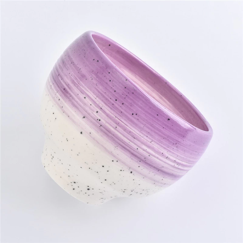 Popular round shape colorful ceramic candle jar 