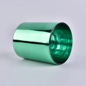 Green Electroplating Glass Candle Holder For Home Decoration