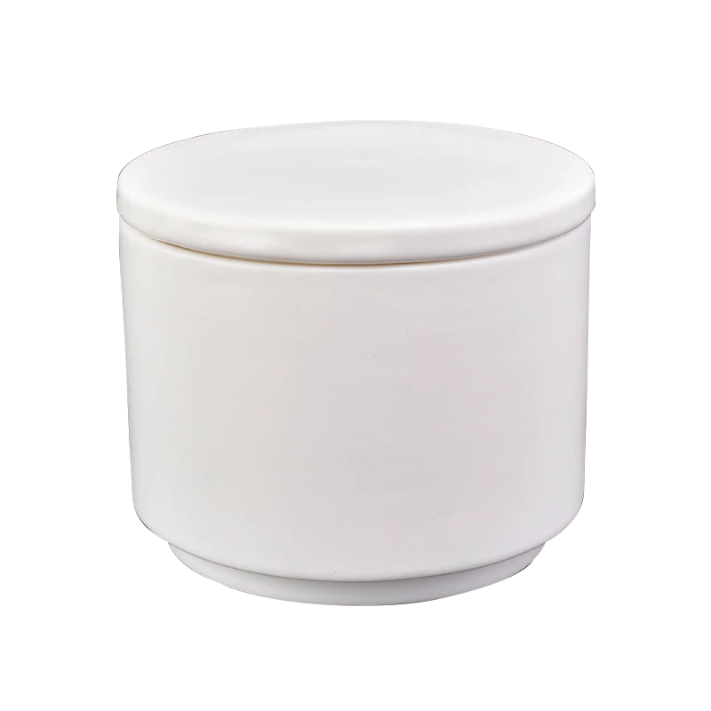 Custom Cylinder White Black Ceramic Candle Jar for Candle Making 10oz with Lid