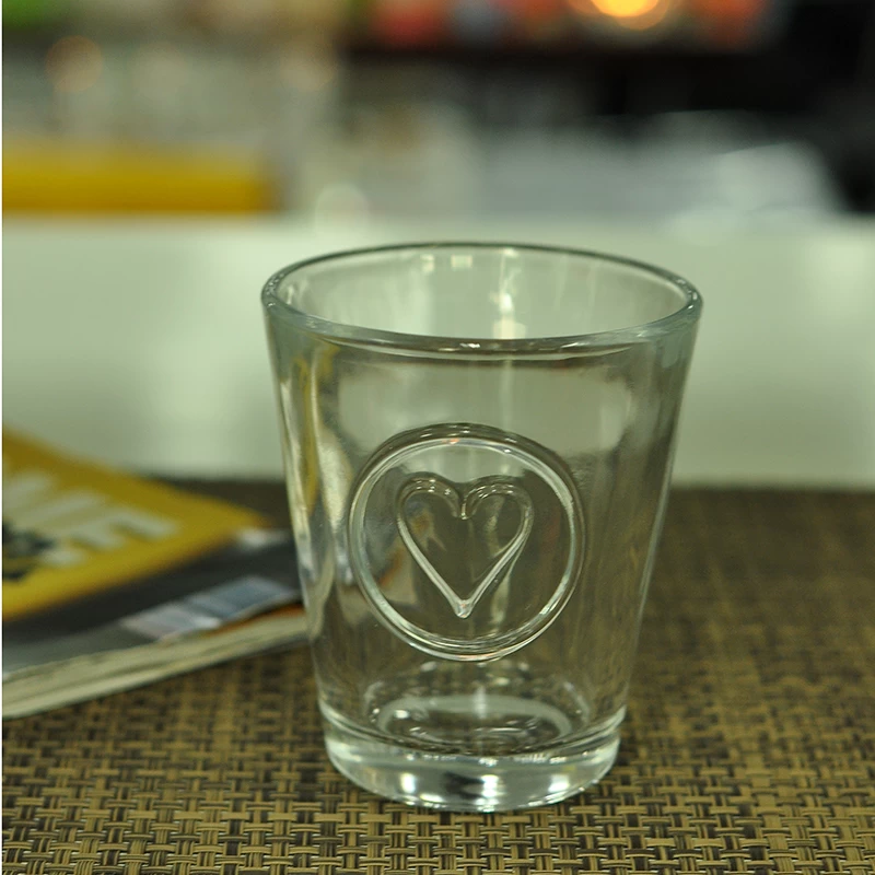 glass candle holder with sweetheart logo