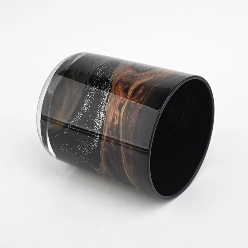 luxury black glass candle vessel with round bottom 10 oz glass jar